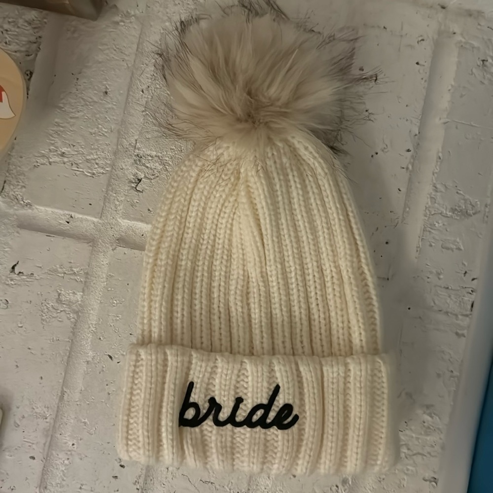 Bride Beanie with Pom Pom